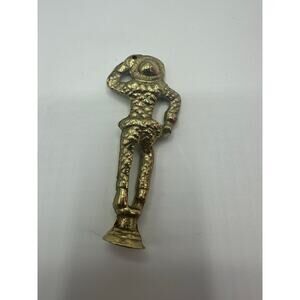 Vintage 1950s Colonial Williamsburg Restoration Brass Harlequin Pipe Tamper EUC